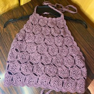 Crochet Halter Top in Mauve/Taupe Color size medium💜